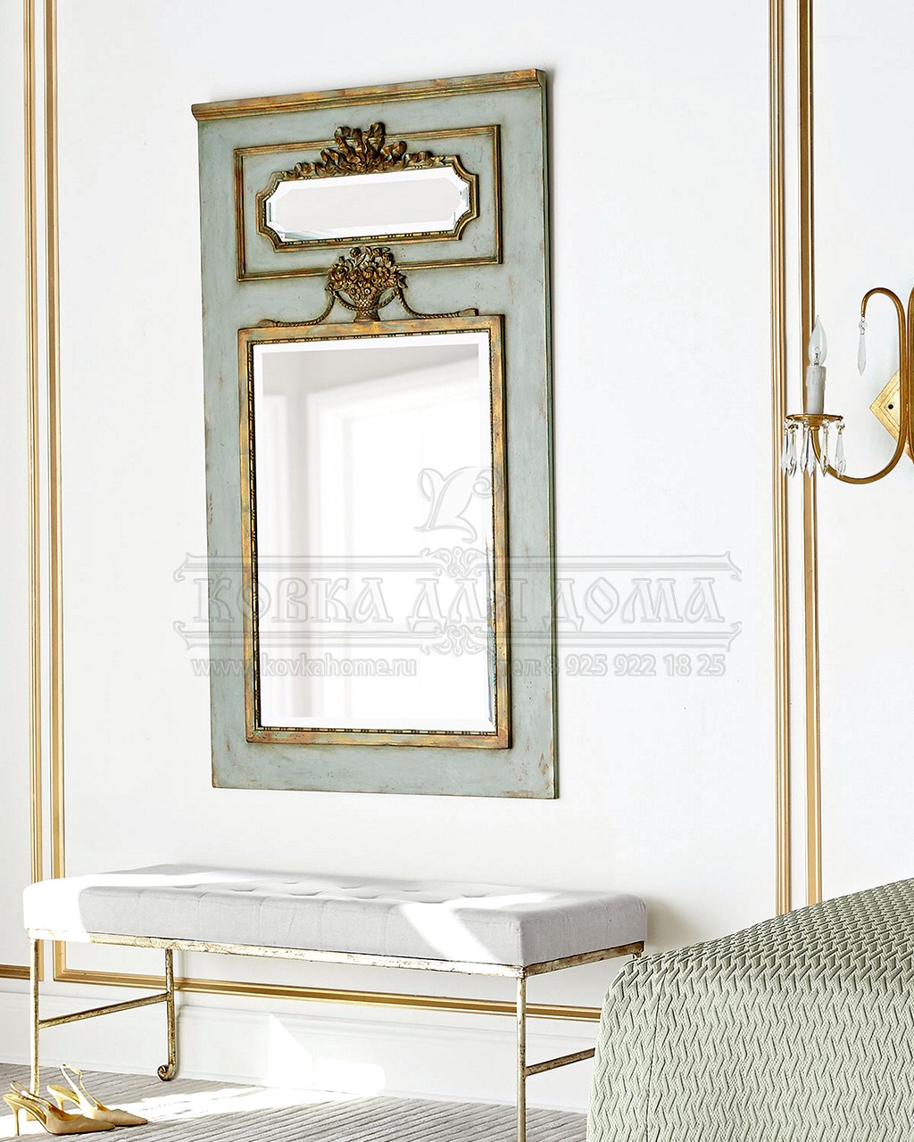 Кованая банкетка длинная в гостинную купить заказать в Москве